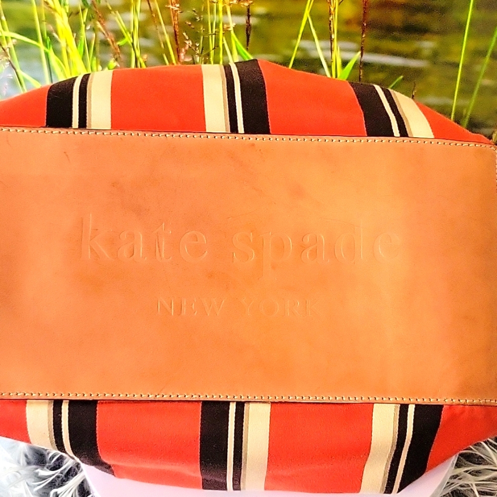 Kate Spade Striped Red, Black & White Stachel Carryall Handbag - Picture 8 of 9